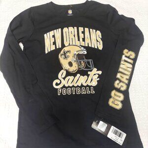 New Orleans Saints NFL Football T-Shirt  Youth M 10/12 Long Sleeve  Black New